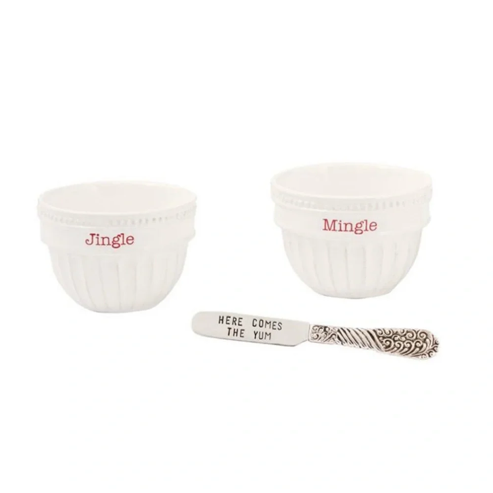 MUD PIE~3 PIECE DIP CUPS & EMBOSSED SPREADER